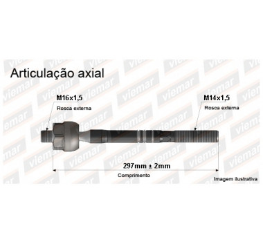 Imagem: BRACO AXIAL H1 H100 PORTER L300 MACHO 297MM M16X  