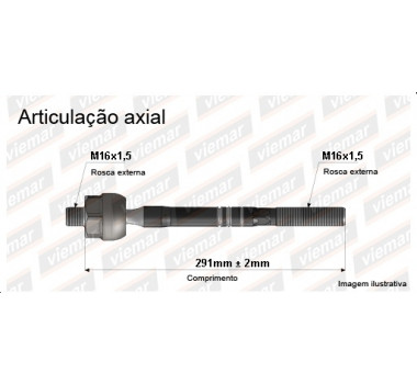 Imagem: BRACO AXIAL CRUZE 2011/2016 MACHO 291MM M16X1,5   