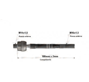 Imagem: BRACO AXIAL RENAULT MASTER 2002/2012 MACHO 180MM  