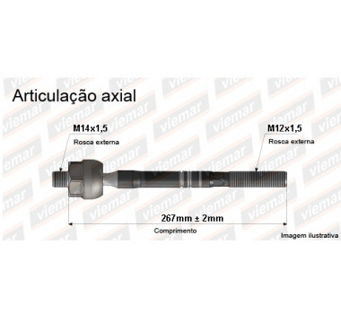 Imagem: BRACO AXIAL TEMPRA TIPO ATE 97 MACHO 267MM M14X1  