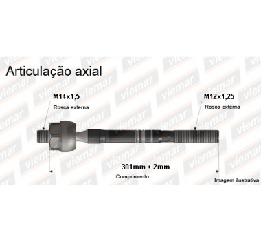 Imagem: BRACO AXIAL BALENO TODOS DH MACHO 301MM M14X1,5   