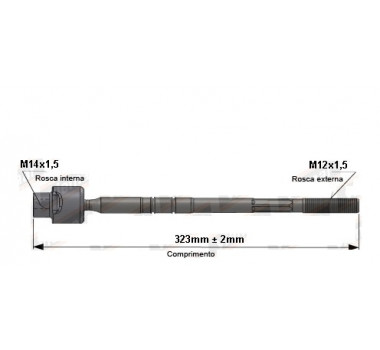 Imagem: BRACO AXIAL CORSA 94/99 DHB  FEMEA 323MM M14X1,5  