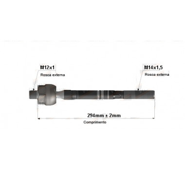 Imagem: BRACO AXIAL SCENIC E MEGANE ATE 2007 MACHO 294MM  