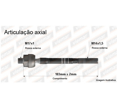 Imagem: BRACO AXIAL TOPIC BESTA MACHO 183MM M17X1 M14X1,  