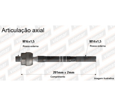 Imagem: BRACO AXIAL CIELO APOS 2009 MACHO 281MM M16X1,5   