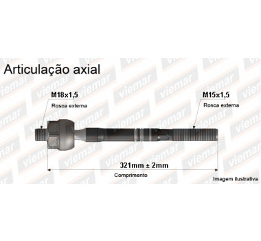 Imagem: BRACO AXIAL 300C APOS 2005 MACHO 321MM M18X1,5 M  