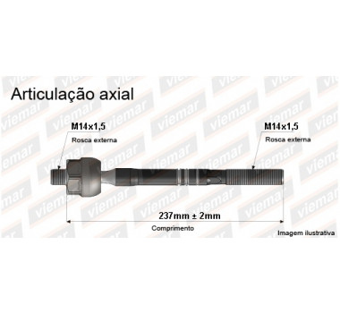 Imagem: BRACO AXIAL AIRCROSS 2010 ATE 2015 MACHO 327MM M  