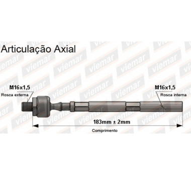 Imagem: BRACO AXIAL CITROEN C5 2001/2007 MACHO 183MM M16  