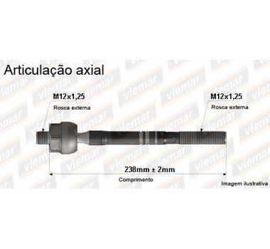 Imagem: BRACO AXIAL CHARADE ATE 1994 MACHO 238MM M12X1,2  