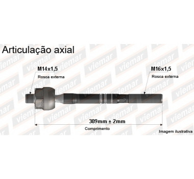 Imagem: BRACO AXIAL OMEGA 98/99 MACHO 309MM M14X1,5 M16X  