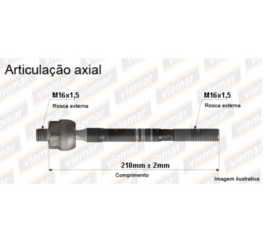Imagem: BRACO AXIAL VERA CRUZ APOS 2006 MACHO 218MM M16X  