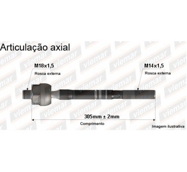 Imagem: BRACO AXIAL MAZDA 626 MX6 MACHO 305MM M18X1,5 M1  