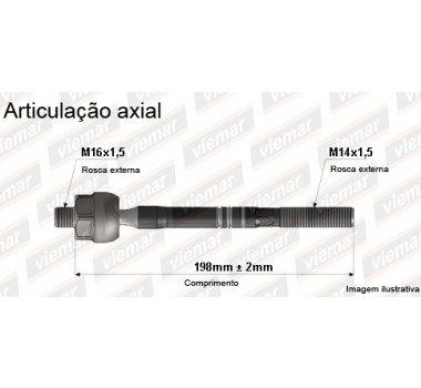 Imagem: BRACO AXIAL FRONTIER APOS 2008 MACHO 198MM M16X1  