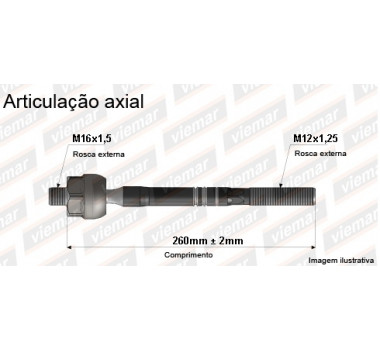 Imagem: BRACO AXIAL SENTRA 1990 ATE 1995 MACHO 260MM M16  