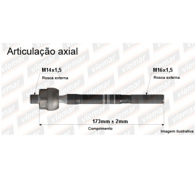 Imagem: BRACO AXIAL MASTER 2002 ATE 2012 MACHO 173MM M14  