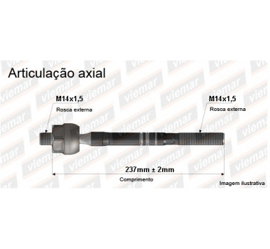 Imagem: BRACO AXIAL CORONA 1992 ATE 2001 MACHO 237MM M14  