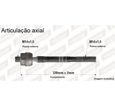 Imagem: BRACO AXIAL POLO APOS 1994 MACHO 320MM M14X1,5 M  