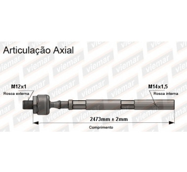 Imagem: BRACO AXIAL CLIO 1994  MACHO 247,3 MM M12X1 M14X  