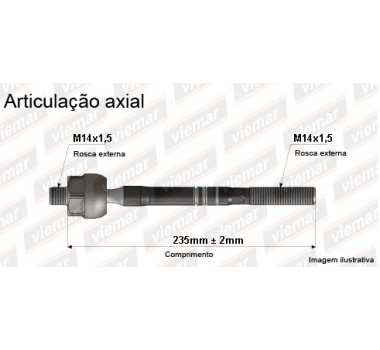 Imagem: BRACO AXIAL PEUGEOT 208 APOS 2017 MACHO 235MM M1  