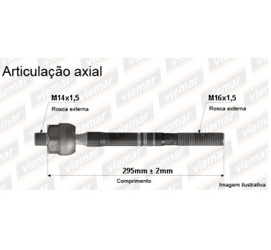 Imagem: BRACO AXIAL HILUX APOS 2016 MACHO 295MM M14X1,5M  