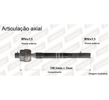 Imagem: BRACO AXIAL AUDI TT E S3 APOS 1999 MACHO 330,5MM  