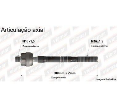 Imagem: BRACO AXIAL SPRINTER 97/11 MACHO 388MM M16X1,5 M  