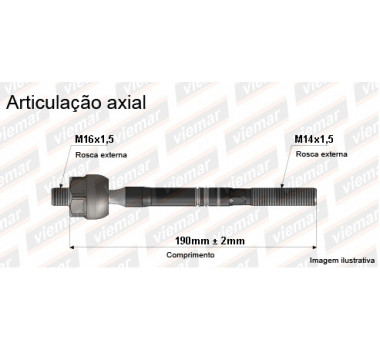 Imagem: BRACO AXIAL LOGAN SANDERO 07/13 MACHO 190MM M16X  