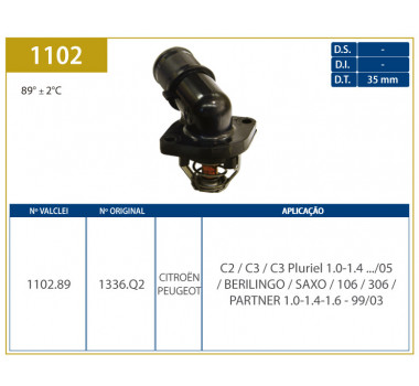 Imagem: VALVULA TERMOSTATICA CITROEN C3 1.0 1.4 16 PEUGE  