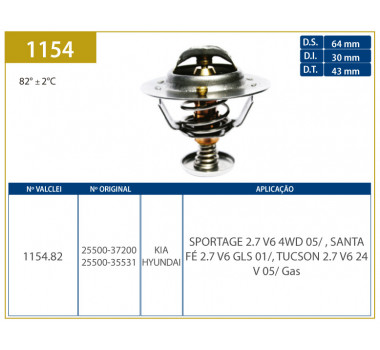 Imagem: VALVULA TERMOSTICA TUCSON 2.7 V6 05/...SANTA FE   