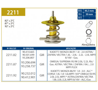 Imagem: VALVULA TERMOSTATICA ASTRA ZAFIRA VECTRA KADETT/  