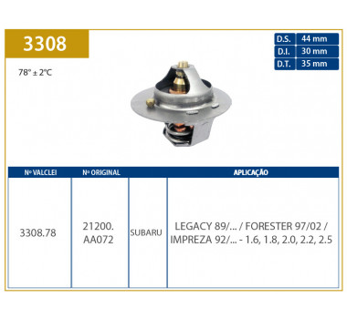 Imagem: VALVULA TERMOSTATICA SUBARU LEGACY FORESTER 97/02  