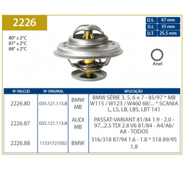 Imagem: VALVULA TERMOSTATICA AUDI A80 PASSAT 2.8 99/01 B  