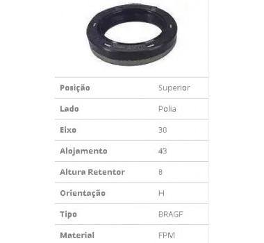 Imagem: RETENTOR POLIA E EIXO BALANCEADOR TEMPRA TIPO 29  