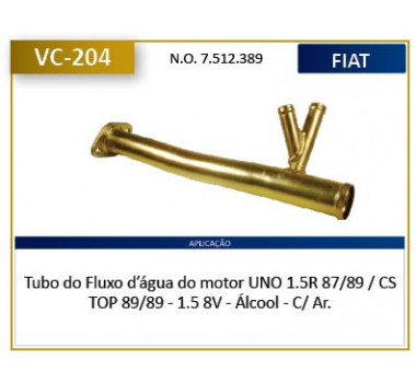 Imagem: CANO AGUA MOTOR UNO 1.5 8V ALCOOL 87/89 COM AR  