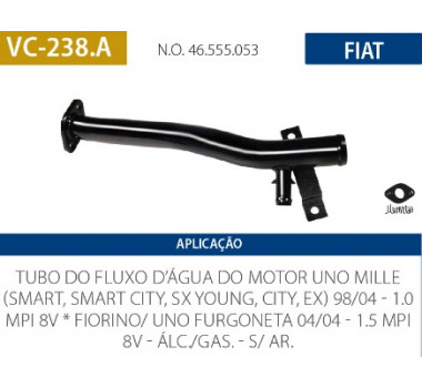 Imagem: CANO AGUA MOTOR UNO FIORINO 1.0 1.5 MPI 1998 ATE  