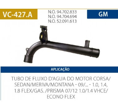 Imagem: CANO AGUA MOTOR AGILE CELTA PRISMA 1.0 1.4 APOS   