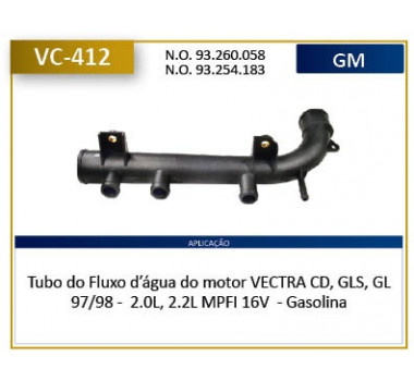 Imagem: CANO AGUA MOTOR VECTRA 2.0 2.2 8V 1997 ATE 1998  