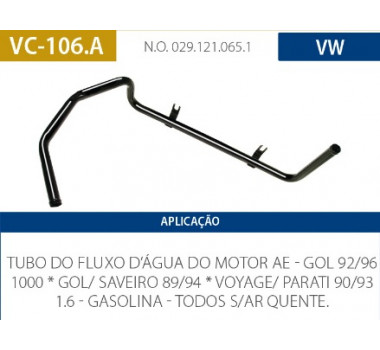 Imagem: CANO AGUA MOTOR GOL PARATI SAVEIRO VOYAGE 1.0 1.  