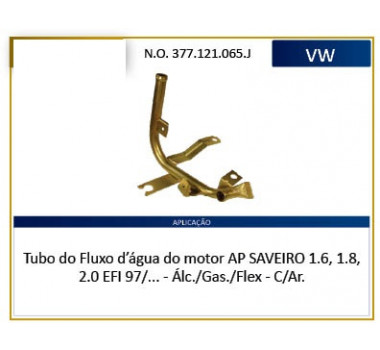 Imagem: CANO AGUA MOTOR GOL PARATI SAVEIRO 1.6 1.8 2.0 A  