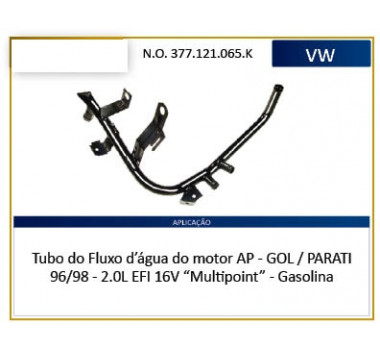 Imagem: CANO AGUA MOTOR GOL PARATI 2.0 EFI 1995 ATE 1998  