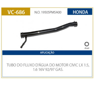 Imagem: CANO AGUA MOTOR HONDA CIVIC 1.5 1.6 1992 ATE 1998  