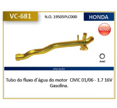 Imagem: CANO DAGUA HONDA CIVIC 1.7 16V APOS 2004  