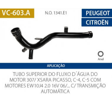 Imagem: CANO AGUA MOTOR PEUGEOT 307 1.6 16V COM RAD OLEO  