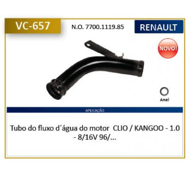 Imagem: CANO AGUA MOTOR RENAULT CLIO KANGOO 1.0 8 E 16V   
