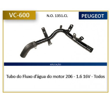 Imagem: CANO AGUA MOTOR PEUGEOT 206 1.4 1.6 8/16V APOS 1  
