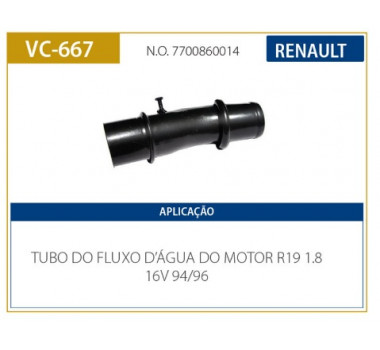 Imagem: CANO AGUA MOTOR RENAULT R19 1.8 16V 1994 ATE 1996  