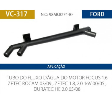 Imagem: CANO AGUA MOTOR FOCUS 1.6 1.8 2.0 2000/2009  