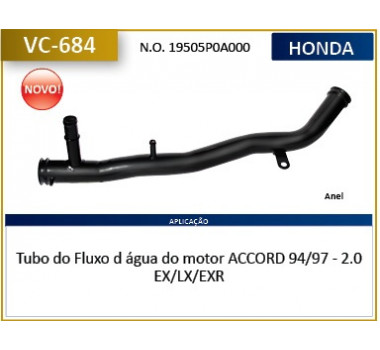 Imagem: CANO AGUA MOTOR HONDA ACCORD 2.0 EX/LX/EXR 1994   