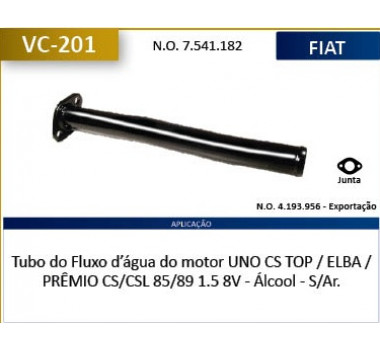 Imagem: CANO AGUA MOTOR PREMIO ELBA 1.5 8V SEM AR 1985 A  