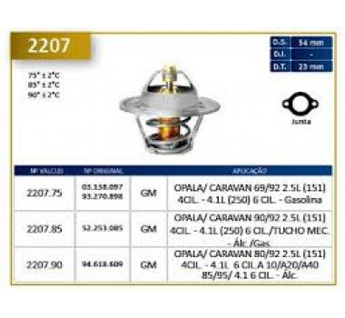 Imagem: VALVULA TERMOSTATICA OPALA 4CIL ALCOOL  